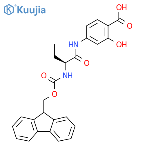 4-(2S)-2-({(9H-fluoren-9-yl)methoxycarbonyl}amino)butanamido-2-hydroxybenzoic acid structure