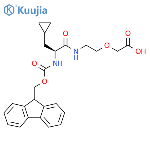 2-{2-(2S)-3-cyclopropyl-2-({(9H-fluoren-9-yl)methoxycarbonyl}amino)propanamidoethoxy}acetic acid structure