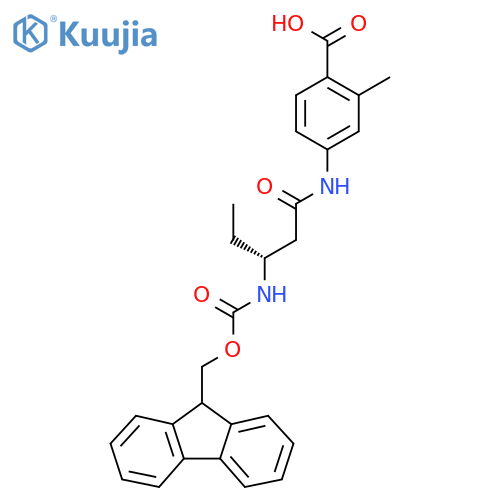 4-(3R)-3-({(9H-fluoren-9-yl)methoxycarbonyl}amino)pentanamido-2-methylbenzoic acid structure