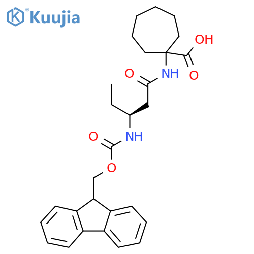 1-(3S)-3-({(9H-fluoren-9-yl)methoxycarbonyl}amino)pentanamidocycloheptane-1-carboxylic acid structure