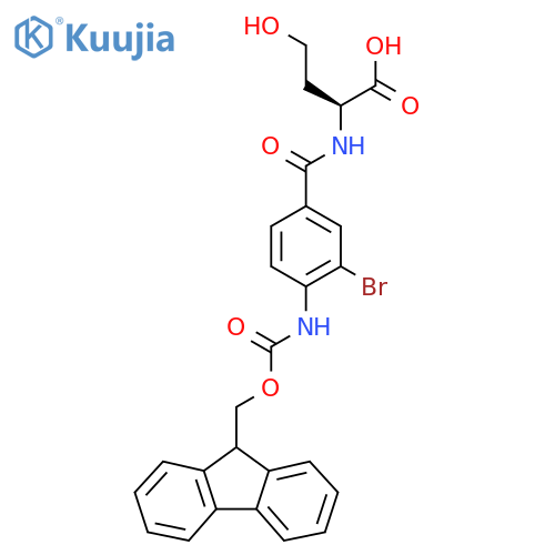(2S)-2-{3-bromo-4-({(9H-fluoren-9-yl)methoxycarbonyl}amino)phenylformamido}-4-hydroxybutanoic acid structure