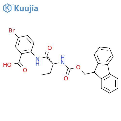 5-bromo-2-(2R)-2-({(9H-fluoren-9-yl)methoxycarbonyl}amino)butanamidobenzoic acid structure