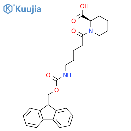 (2R)-1-5-({(9H-fluoren-9-yl)methoxycarbonyl}amino)pentanoylpiperidine-2-carboxylic acid structure