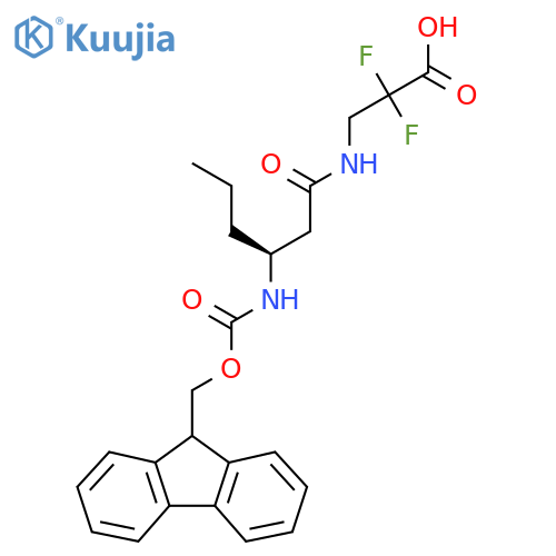 3-(3S)-3-({(9H-fluoren-9-yl)methoxycarbonyl}amino)hexanamido-2,2-difluoropropanoic acid structure