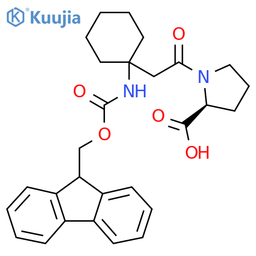 (2S)-1-{2-1-({(9H-fluoren-9-yl)methoxycarbonyl}amino)cyclohexylacetyl}pyrrolidine-2-carboxylic acid structure