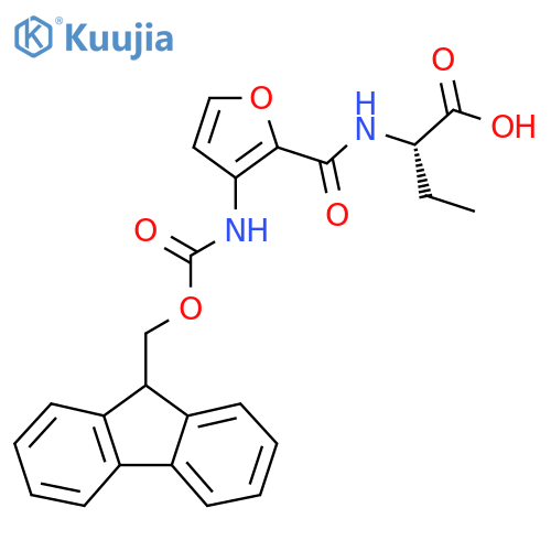 (2S)-2-{3-({(9H-fluoren-9-yl)methoxycarbonyl}amino)furan-2-ylformamido}butanoic acid structure