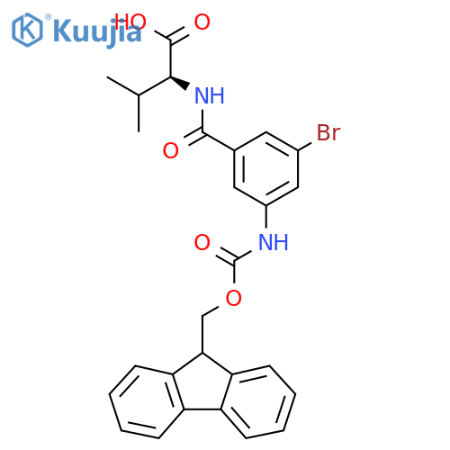 (2S)-2-{3-bromo-5-({(9H-fluoren-9-yl)methoxycarbonyl}amino)phenylformamido}-3-methylbutanoic acid structure