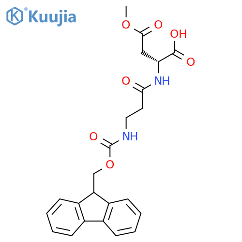 (2R)-2-3-({(9H-fluoren-9-yl)methoxycarbonyl}amino)propanamido-4-methoxy-4-oxobutanoic acid structure