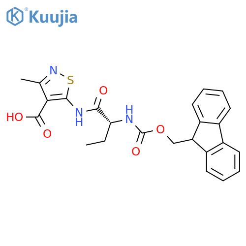 5-(2R)-2-({(9H-fluoren-9-yl)methoxycarbonyl}amino)butanamido-3-methyl-1,2-thiazole-4-carboxylic acid structure
