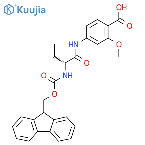 4-(2R)-2-({(9H-fluoren-9-yl)methoxycarbonyl}amino)butanamido-2-methoxybenzoic acid structure