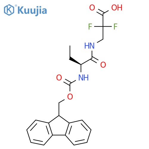 3-(2S)-2-({(9H-fluoren-9-yl)methoxycarbonyl}amino)butanamido-2,2-difluoropropanoic acid structure