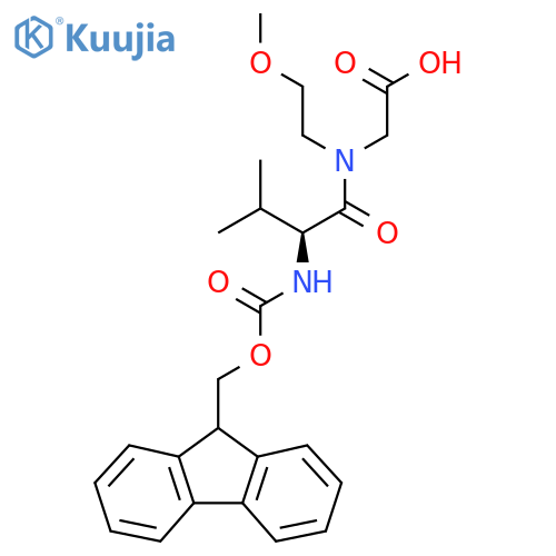 2-(2S)-2-({(9H-fluoren-9-yl)methoxycarbonyl}amino)-N-(2-methoxyethyl)-3-methylbutanamidoacetic acid structure