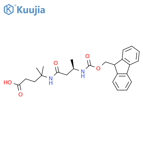 4-(3R)-3-({(9H-fluoren-9-yl)methoxycarbonyl}amino)butanamido-4-methylpentanoic acid structure