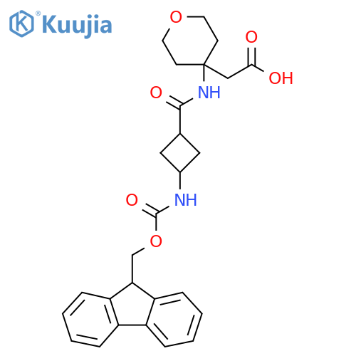 2-{4-(1r,3r)-3-({(9H-fluoren-9-yl)methoxycarbonyl}amino)cyclobutaneamidooxan-4-yl}acetic acid structure