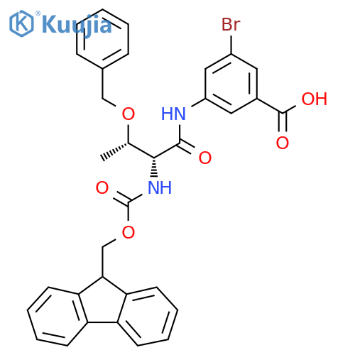 3-(2R,3S)-3-(benzyloxy)-2-({(9H-fluoren-9-yl)methoxycarbonyl}amino)butanamido-5-bromobenzoic acid structure