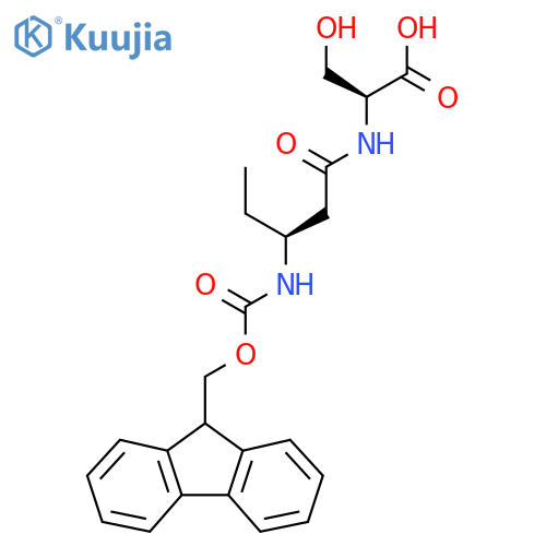 (2S)-2-(3S)-3-({(9H-fluoren-9-yl)methoxycarbonyl}amino)pentanamido-3-hydroxypropanoic acid structure