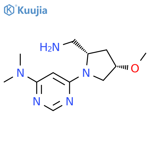 4-Pyrimidinamine, 6-[(2S,4S)-2-(aminomethyl)-4-methoxy-1-pyrrolidinyl]-N,N-dimethyl- structure