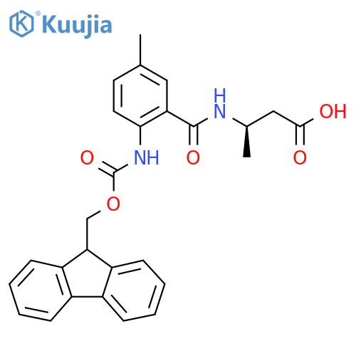 (3R)-3-{2-({(9H-fluoren-9-yl)methoxycarbonyl}amino)-5-methylphenylformamido}butanoic acid structure