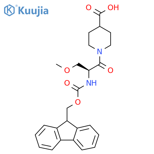 1-(2S)-2-({(9H-fluoren-9-yl)methoxycarbonyl}amino)-3-methoxypropanoylpiperidine-4-carboxylic acid structure
