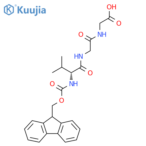 2-{2-(2R)-2-({(9H-fluoren-9-yl)methoxycarbonyl}amino)-3-methylbutanamidoacetamido}acetic acid structure