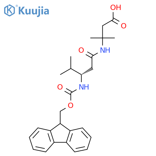 3-(3S)-3-({(9H-fluoren-9-yl)methoxycarbonyl}amino)-4-methylpentanamido-3-methylbutanoic acid structure