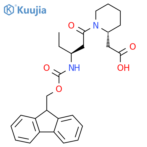 2-(2R)-1-(3S)-3-({(9H-fluoren-9-yl)methoxycarbonyl}amino)pentanoylpiperidin-2-ylacetic acid structure