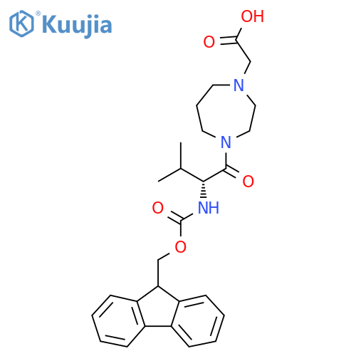 2-{4-(2R)-2-({(9H-fluoren-9-yl)methoxycarbonyl}amino)-3-methylbutanoyl-1,4-diazepan-1-yl}acetic acid structure