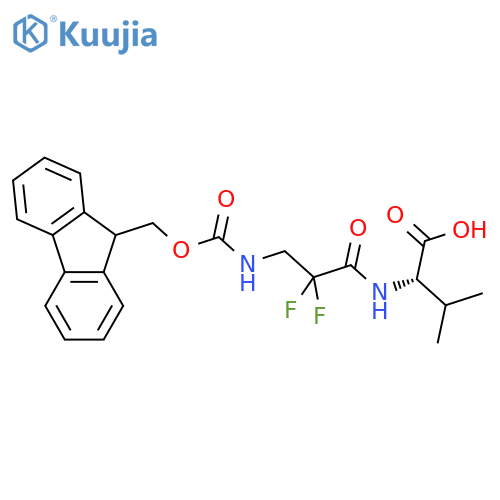 (2S)-2-3-({(9H-fluoren-9-yl)methoxycarbonyl}amino)-2,2-difluoropropanamido-3-methylbutanoic acid structure