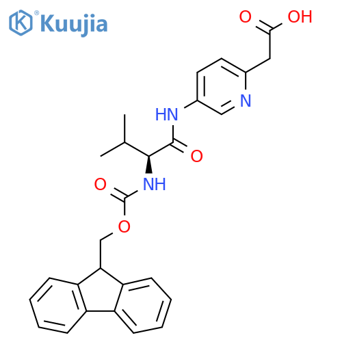 2-{5-(2S)-2-({(9H-fluoren-9-yl)methoxycarbonyl}amino)-3-methylbutanamidopyridin-2-yl}acetic acid structure