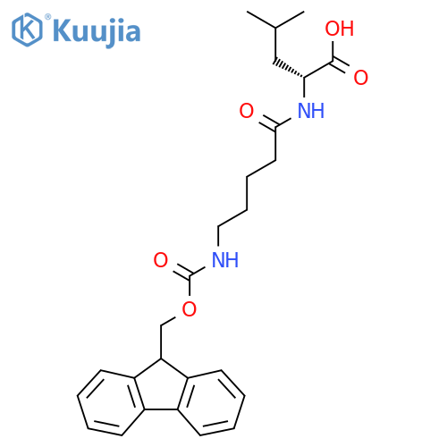 (2R)-2-5-({(9H-fluoren-9-yl)methoxycarbonyl}amino)pentanamido-4-methylpentanoic acid structure