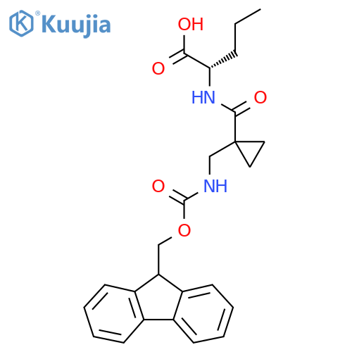 (2S)-2-({1-({(9H-fluoren-9-yl)methoxycarbonyl}amino)methylcyclopropyl}formamido)pentanoic acid structure