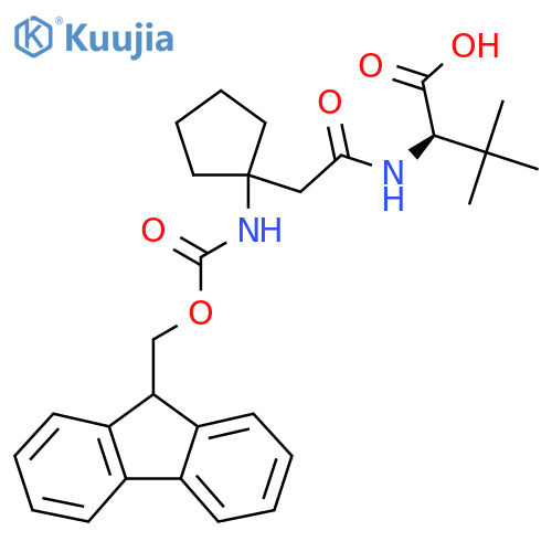 (2R)-2-{2-1-({(9H-fluoren-9-yl)methoxycarbonyl}amino)cyclopentylacetamido}-3,3-dimethylbutanoic acid structure