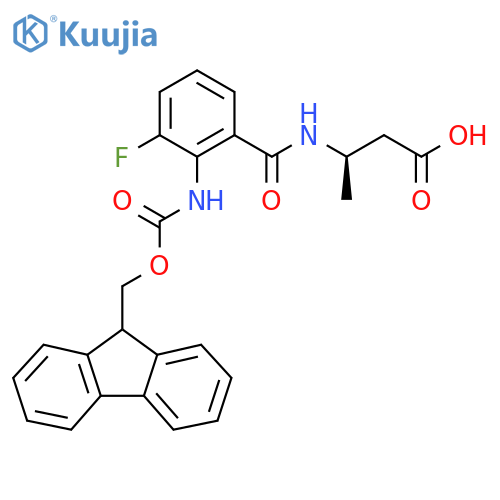 (3R)-3-{2-({(9H-fluoren-9-yl)methoxycarbonyl}amino)-3-fluorophenylformamido}butanoic acid structure