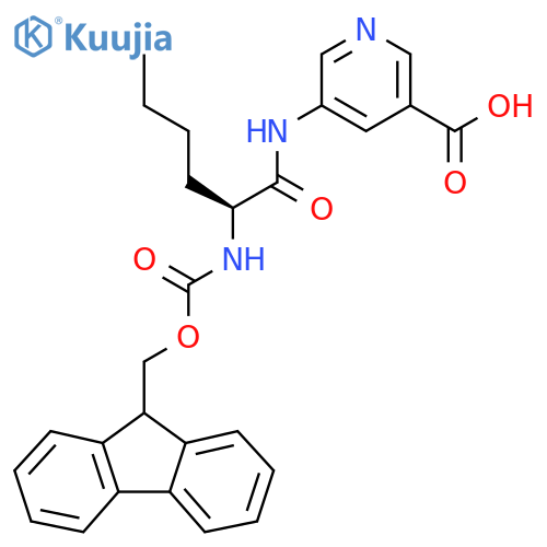 5-(2S)-2-({(9H-fluoren-9-yl)methoxycarbonyl}amino)hexanamidopyridine-3-carboxylic acid structure