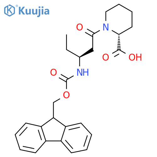 (2R)-1-(3S)-3-({(9H-fluoren-9-yl)methoxycarbonyl}amino)pentanoylpiperidine-2-carboxylic acid structure