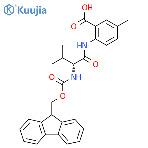 2-(2R)-2-({(9H-fluoren-9-yl)methoxycarbonyl}amino)-3-methylbutanamido-5-methylbenzoic acid structure