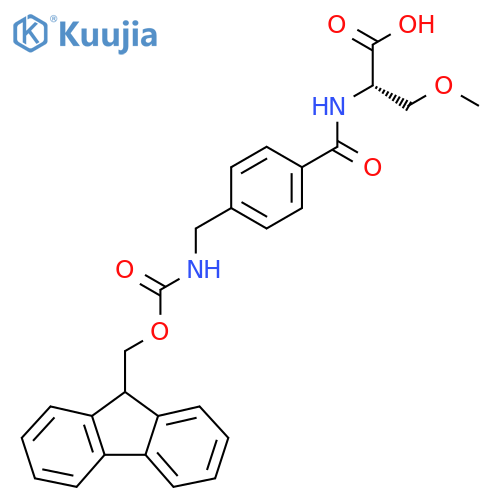 (2S)-2-({4-({(9H-fluoren-9-yl)methoxycarbonyl}amino)methylphenyl}formamido)-3-methoxypropanoic acid structure