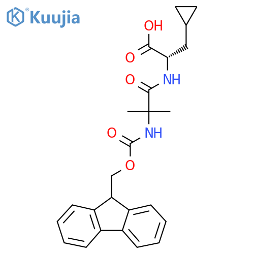 (2S)-3-cyclopropyl-2-2-({(9H-fluoren-9-yl)methoxycarbonyl}amino)-2-methylpropanamidopropanoic acid structure