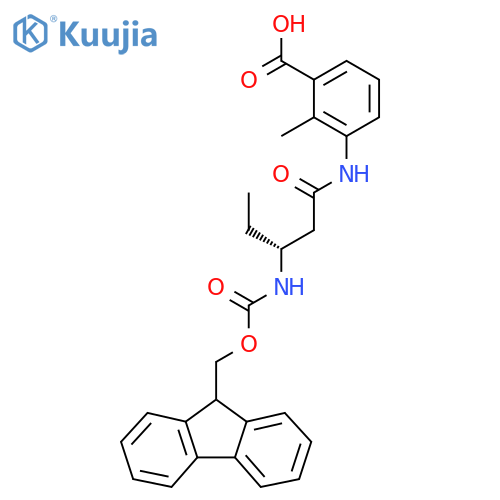 3-(3R)-3-({(9H-fluoren-9-yl)methoxycarbonyl}amino)pentanamido-2-methylbenzoic acid structure