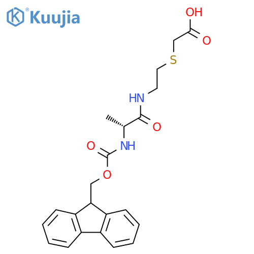 2-({2-(2R)-2-({(9H-fluoren-9-yl)methoxycarbonyl}amino)propanamidoethyl}sulfanyl)acetic acid structure