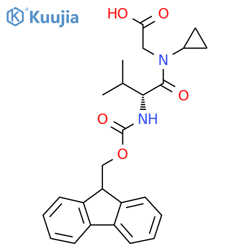 2-(2R)-N-cyclopropyl-2-({(9H-fluoren-9-yl)methoxycarbonyl}amino)-3-methylbutanamidoacetic acid structure