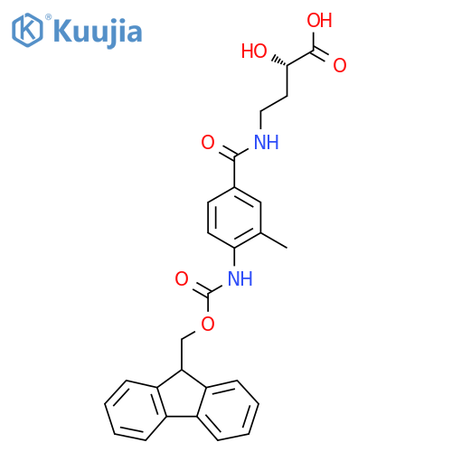 (2S)-4-{4-({(9H-fluoren-9-yl)methoxycarbonyl}amino)-3-methylphenylformamido}-2-hydroxybutanoic acid structure