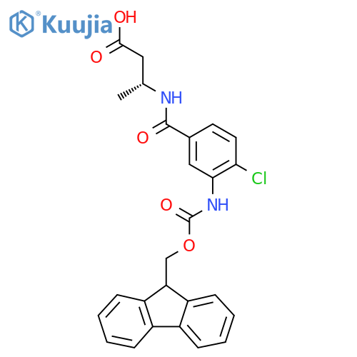 (3R)-3-{4-chloro-3-({(9H-fluoren-9-yl)methoxycarbonyl}amino)phenylformamido}butanoic acid structure