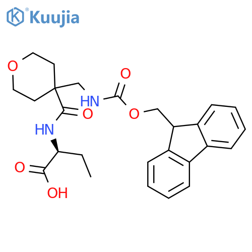 (2S)-2-({4-({(9H-fluoren-9-yl)methoxycarbonyl}amino)methyloxan-4-yl}formamido)butanoic acid structure