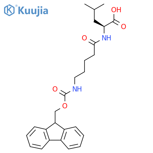 (2S)-2-5-({(9H-fluoren-9-yl)methoxycarbonyl}amino)pentanamido-4-methylpentanoic acid structure