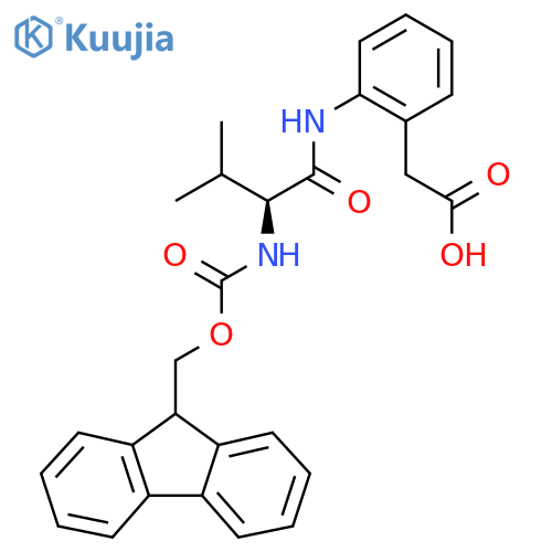 2-{2-(2S)-2-({(9H-fluoren-9-yl)methoxycarbonyl}amino)-3-methylbutanamidophenyl}acetic acid structure