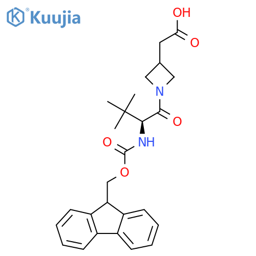 2-{1-(2S)-2-({(9H-fluoren-9-yl)methoxycarbonyl}amino)-3,3-dimethylbutanoylazetidin-3-yl}acetic acid structure