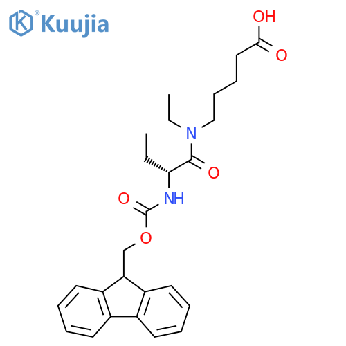 5-(2R)-N-ethyl-2-({(9H-fluoren-9-yl)methoxycarbonyl}amino)butanamidopentanoic acid structure