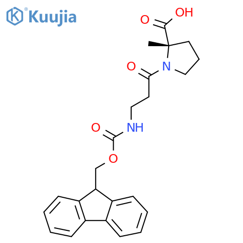 (2S)-1-3-({(9H-fluoren-9-yl)methoxycarbonyl}amino)propanoyl-2-methylpyrrolidine-2-carboxylic acid structure