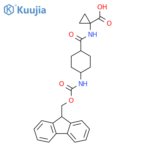 1-(1r,4r)-4-({(9H-fluoren-9-yl)methoxycarbonyl}amino)cyclohexaneamidocyclopropane-1-carboxylic acid structure